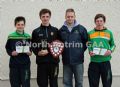 Top 3 winners Ryan Hill, Caolan O’Connor and Oliver Kearney pictured with North Antrim Chairman Owen Elliott