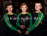 Members of the Glenariffe Oisin highly successful U12 team Patrick McIlwaine, Brogan O’Connor and Oran Leech with the Under 12 Championship Cup at the North Antrim dinner