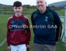 North Antrim Youth Development Officer Paddy Gray alongside North Antrim Féile Skills winner Fiontan McQuillan from Ruairi Og Cushendall