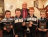 Former North Antrim Treasurer Harry Connolly with All Saints players who picked up awards at the North Antrim dinner in the Glens Hotel.  L-R, Ciaran McQuillan (Under 10 Shield), Aidan McGarry and Kevin O'Boyle who accepted the Senior Feis Cup Football Cup and Niall Devine (Under 10 Indoor Hurling Shield)